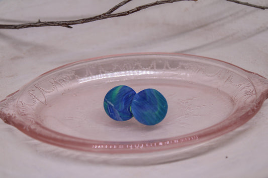 Blue and Green Marble Studs