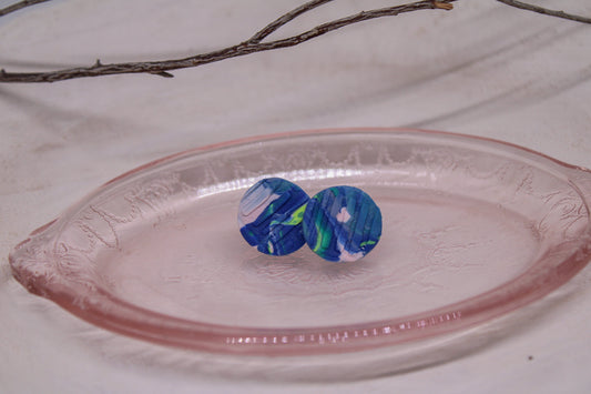 Blue Ribbed Studs